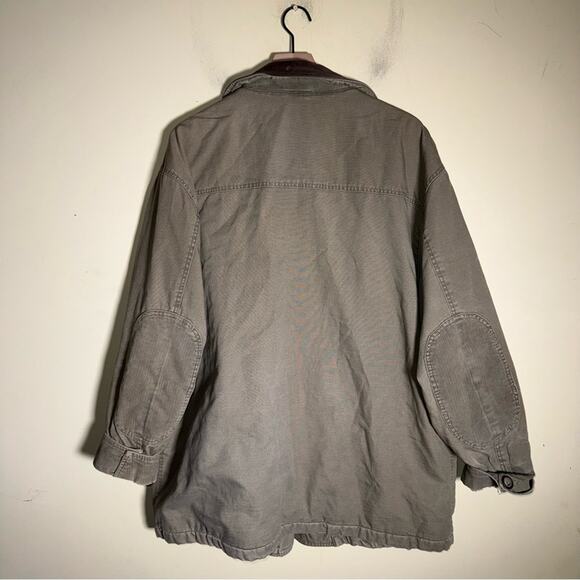 VINTAGE GAP 90s chore barn Jacket w leather collar flannel interior corduroy XL - Picture 7 of 7